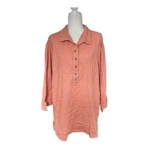 Free People Cotton Tunic Terra Cotta Dusty Peach Pockets Loose Weave NWT Relaxed